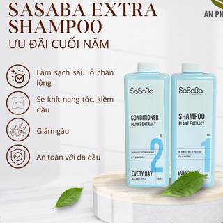 CẶP DẦU GỘI XẢ SASABA PLUS TRÒN VÀ EXTRA VUÔNG 500ml - 800ml