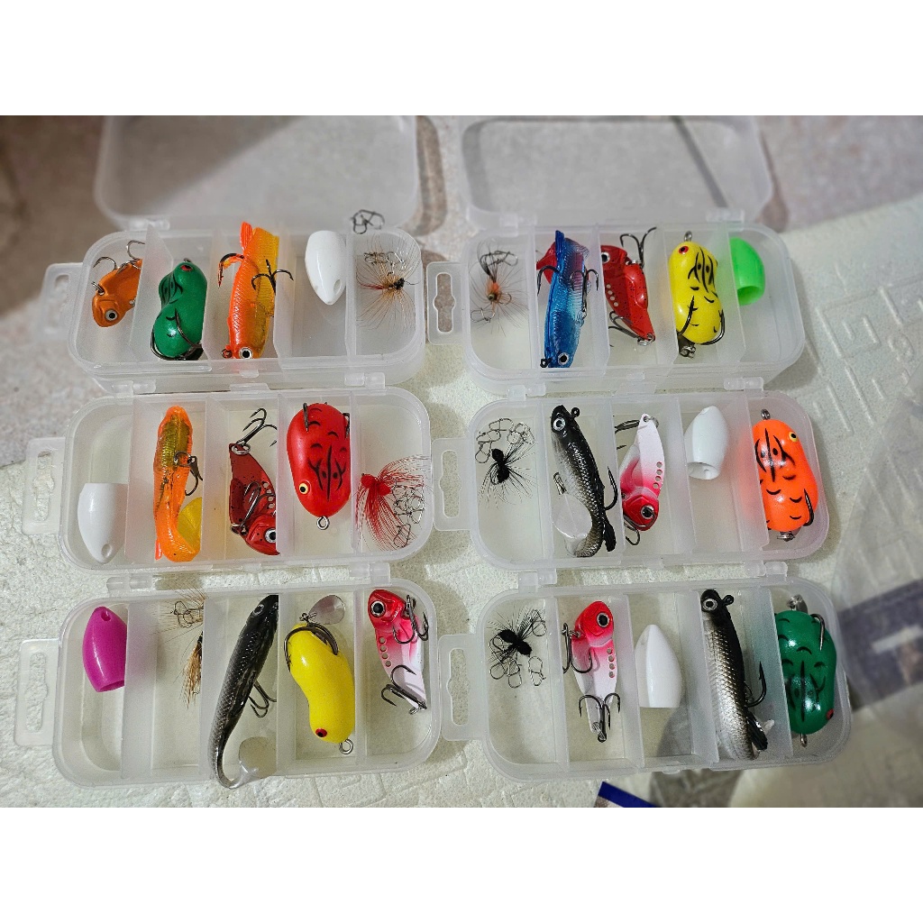 Mồi câu lure. Combo hộp mồi câu lure gồm 5 con mồi kèm theo khóa lure. Mồi câu lure đa dạng địa hình