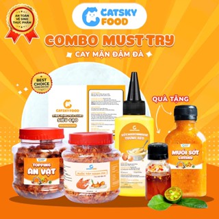 Bánh tráng phơi sương CATSKY FOOD combo bánh tráng sốt muối béo đồ ăn vặt tiện lợi - COMBO MUST TRY