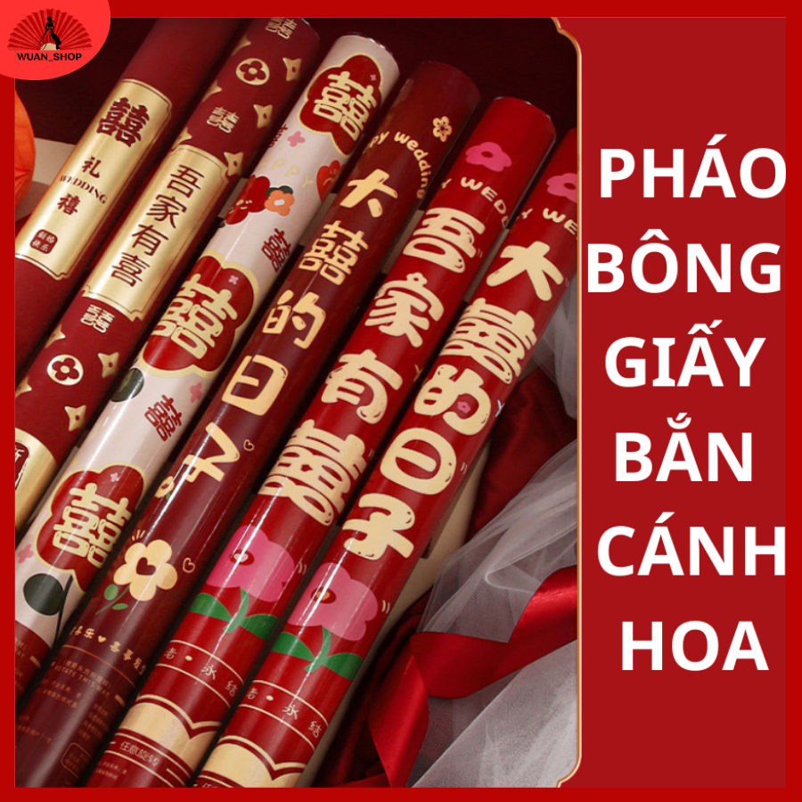  Ống bông giấy bắn cánh hoa giấy nhiều mẫu thanh bắn kim tuyến phụt bữa tiệc vui nhộn 