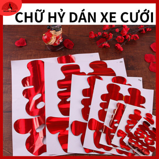 Chữ hỷ chữ hỷ dán xe cưới dạng tĩnh điện không cần keo màu đỏ nổi bật tiện dụng 