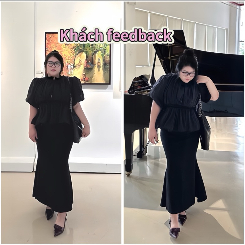Chân váy dài đuôi cá Bigsize chất thun umi dày dặn EVY SKIRT BLACK | BigBuy360 - bigbuy360.vn