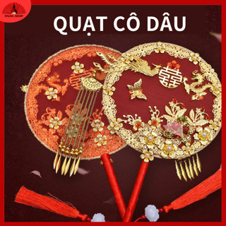  Quạt cô dâu quạt cưới cầm tay cô dâu lễ ăn hỏi thủ công tinh xảo phong cách Trung hoa 