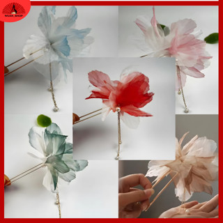  Kẹp tóc chữ U trâm hoa cài tóc kẹp tóc hoa lụa cổ tích ghim cài tóc cổ phục 