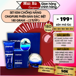  Set Kem chống nắng con lai múi xù Ong Pure trắng da chống nước lâu trôi   tuýp lớn 100g + 70g + 1 gói  SPF50+PA+++ 