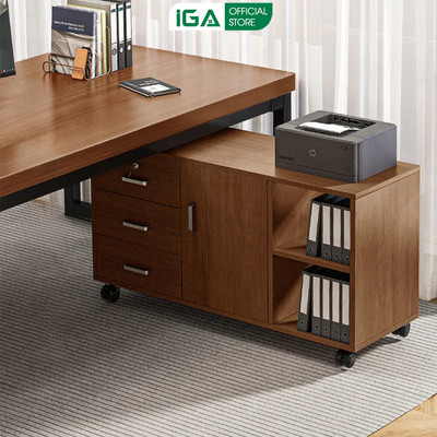 Tủ hồ sơ di động, tủ tài liệu có ngăn kéo, tủ dưới bàn làm việc gỗ MDF phủ melamine thương hiệu IGA - GP369