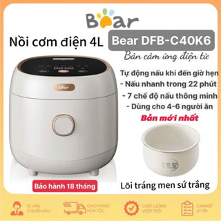 Nồi cơm điện 4L Bear DFB-C40K6 có 7 chế độ nấu công suất 800W mẫu mới lòng nồi tráng men sứ