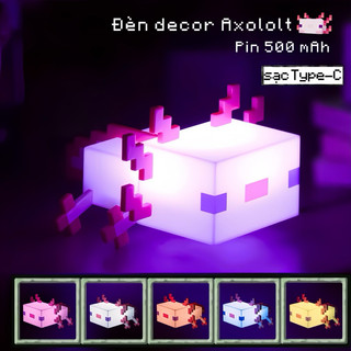 [Đặt trước] Đèn Minecraft Axolotl Siêu Dễ Thương - Đèn Ngủ Mini Sạc Minecraft