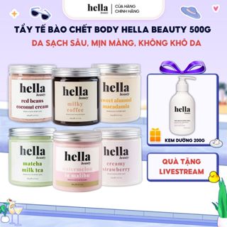 Tẩy tế bào chết body hữu cơ 500g Hella Beauty Giúp Dưỡng Sáng Da Toàn Thân, Giảm Mụn Mờ Thâm