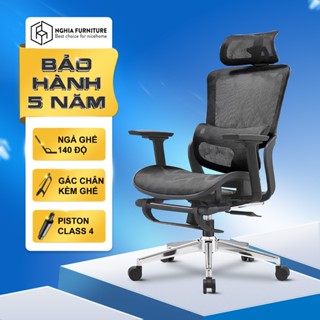 Ghế công thái học Nghiafurniture Mirai Tối đa tính năng, ngả lưng 140 độ, có gác chân, piston class4