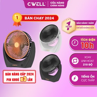 Quạt mini tích điện để bàn tới 10H, quạt sạc usb cầm tay CWell không ồn, pin khủng