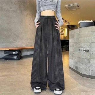 Quần Ống Rộng Gold Hàn Kẻ Sọc Phối Chun Sau Siêu Hot