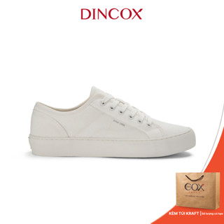 Giày Sneaker Vải Canvas Nam Nữ E18 White Dincox Shoes Sang Trọng