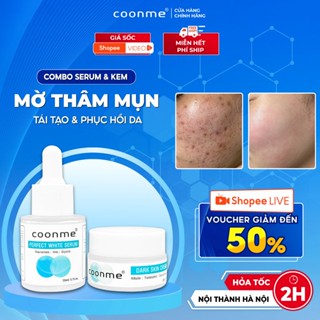 Combo mờ thâm chuyên sâu Coonme Serum Perfect White Serum 20ml + Kem Dark Skin Cream 20g