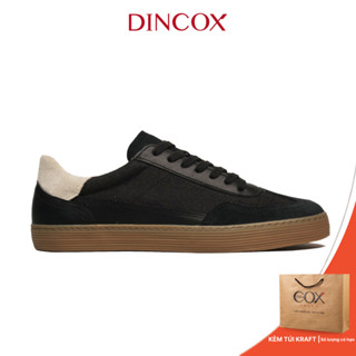 Giày Sneaker Vải Canvas Phối Da Nam DC35 Black Dincox Shoes