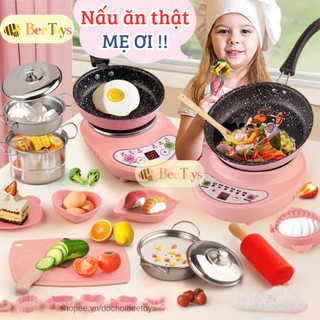  Đồ chơi nấu ăn thật bằng inox bộ bếp nấu ăn cho bé kèm bếp từ đồ chơi nấu ăn mini thật đồ chơi nấu ăn cho bé trai bé gái 