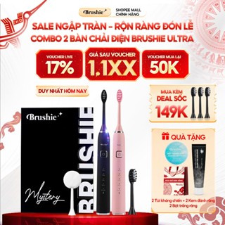 Combo 2 bộ bàn chải điện Brushie cho cặp đôi, máy đánh răng 5 chế độ phù hợp cho cả người niềng răng