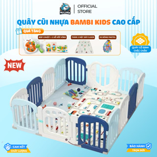 Quây cũi nhựa cao 65cm tặng THẢM DÀY và 100 BÓNG, cũi nhựa hiệu Bambi quây bóng nhập khẩu chính ngạch, HDPE an toàn