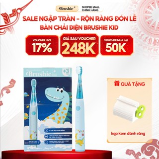 Bàn chải điện Brushie Kidss đầu lông bàn chải mềm mượt, 3 chế độ làm sạch răng hiệu quả