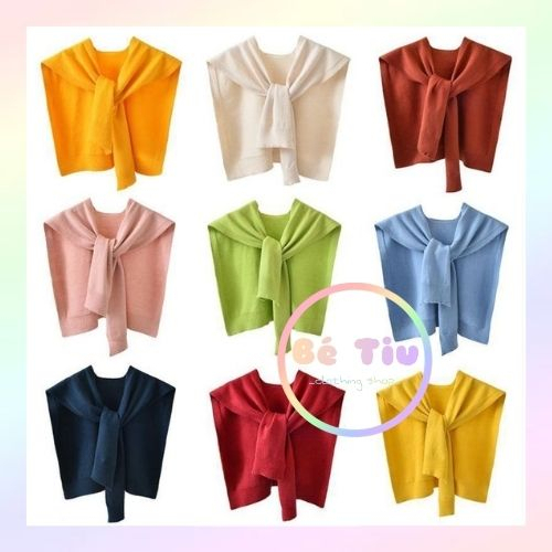 Khăn khoác Choàng Kiểu Trơn Nhiều Màu Đẹp Dễ Mặc Phù Hợp Với Mọi Kiểu Người Vibe Vintage Cổ Điển Hằng Ngày