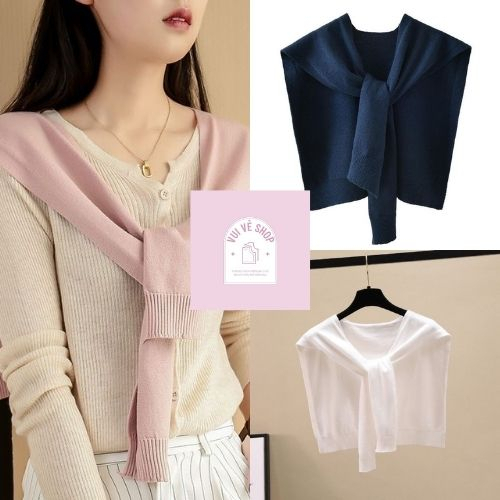 Khăn Khoác Áo Kiểu Choàng Đơn Giản Trơn Phối Áo Thun Sơ Mi Đáng Yêu Style Hàn Quốc Chất Len Hot Trend | Vui Vẻ Shop