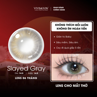 Kính áp tròng VIVIMOON EYECONIC lens cận cho mắt thở màu xám baby Slayed Gray, giãn tròng to 14.5mm, hạn sử dụng 6 tháng