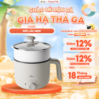 Nồi Lẩu Mini Bear Đa Năng Ca Nấu Mì Hấp Luộc Xào 2 Tầng Dung Tích 1.2L Cho Một Người Sinh Viên Văn Phòng C12K1