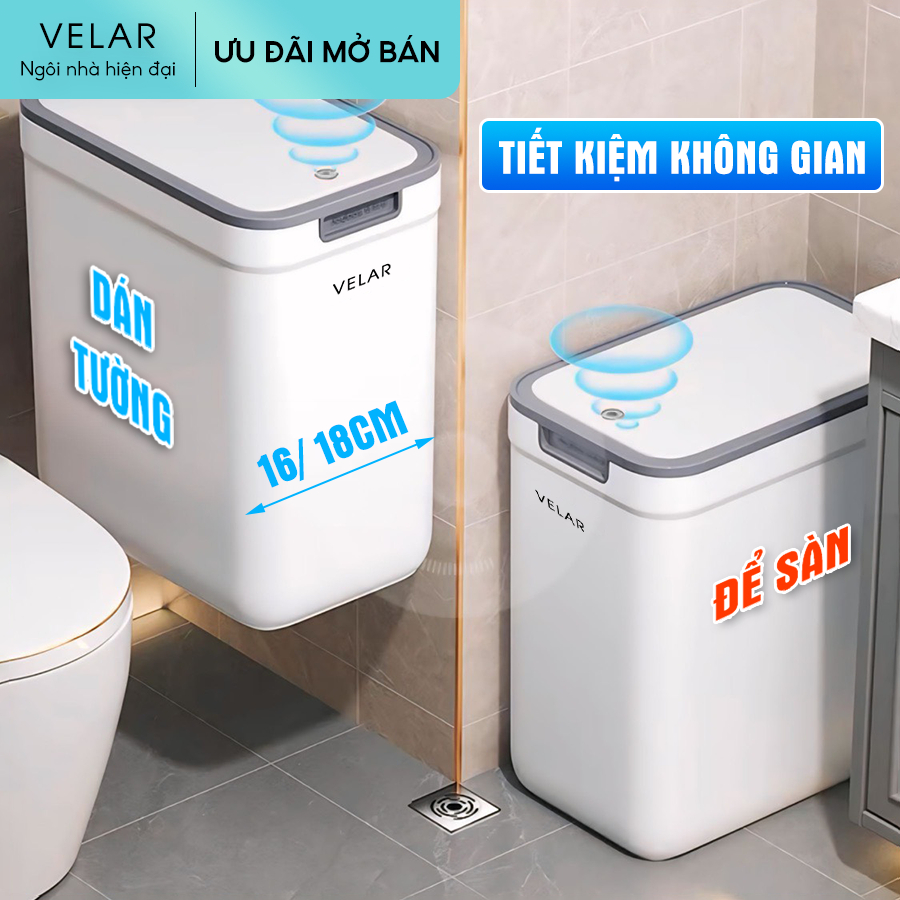 Thùng rác treo tường Velar để phòng tắm hộ gia đình thùng rác để sàn phòng khách phòng bếp - VELAR22