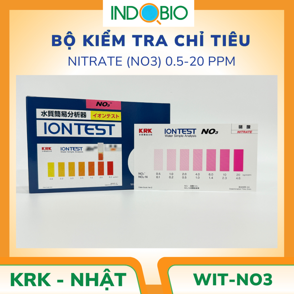 [HÀNG CÓ SẴN] BỘ KIT TEST NHANH NITRATE (NO3) TRONG NƯỚC THẢI WIT-NO3 0-20 PPM KRK-NHẬT [KÈM MSDS]