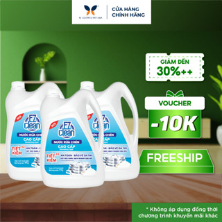 Thùng 3 Can Nước Rửa Chén EZ Clean 4kg sạch nhanh dầu mỡ, không phẩm màu, gốc thực vật dịu nhẹ, bổ sung vitamin E