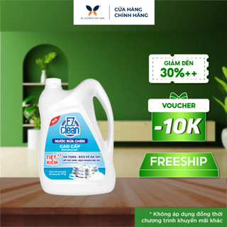 Nước Rửa Chén EZ Clean Can 4kg làm sạch nhanh dầu mỡ, không phẩm màu độc hại, gốc thực vật dịu nhẹ, bổ sung vitamin E