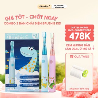 Combo 2 bàn chải điện cho bé Brushie Kids, lông bàn chải mềm mảnh phù hợp cho răng lợi của trẻ