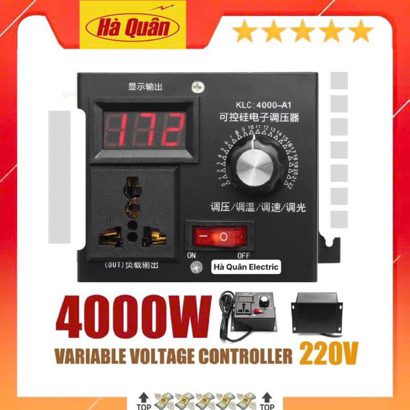 Bộ điều khiển tốc độ động cơ 220V 4000W, dimmer 220v,bộ điều chỉnh điện áp dimmer, bộ điều khiển tốc