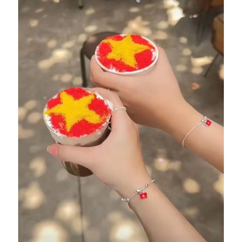 Vòng Lắc Tay Nam Nữ Lá Cờ Việt Nam Bạc 925