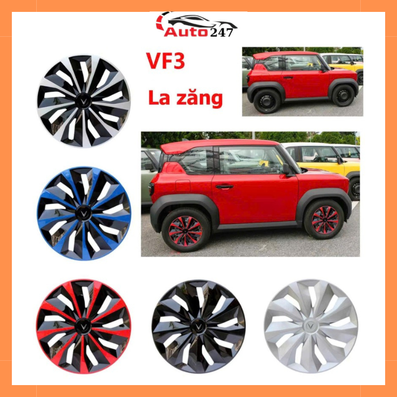 Ốp mâmVF3 VF5 ốp lazang Vinfast VF3 VF5 size 16 inch bộ 4 cái có logo chữ V