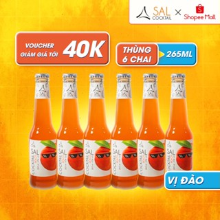 Thùng 6 chai nước trái cây lên men vị đào SAL COCKTAIL cocktail trái cây vị đào, chai 265ml