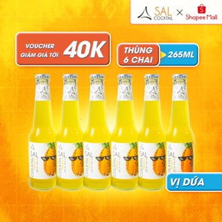 Thùng 6 chai nước trái cây lên men vị dứa SAL COCKTAIL cocktail trái cây vị dứa, chai 265ml