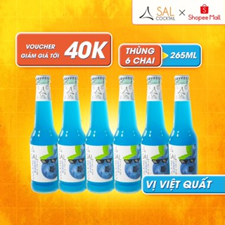 Thùng 6 chai nước trái cây lên men vị việt quất SAL COCKTAIL cocktail trái cây vị việt quất, chai 265ml