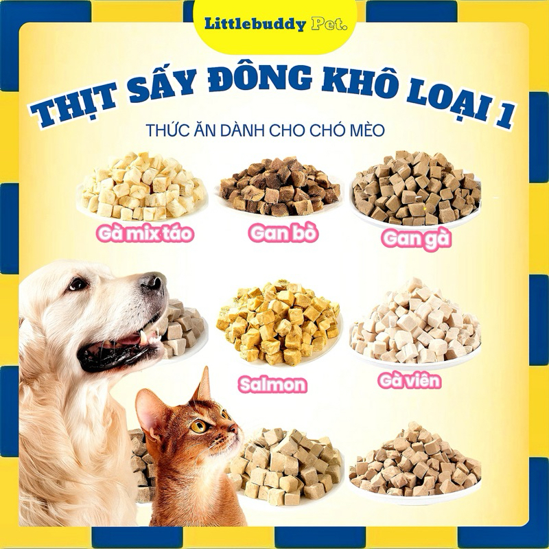   50g  Viên sấy cho chó mèo ăn thử viên gà vịt lòng đỏ gan cá hồi bò phô mai rau củ catnip 