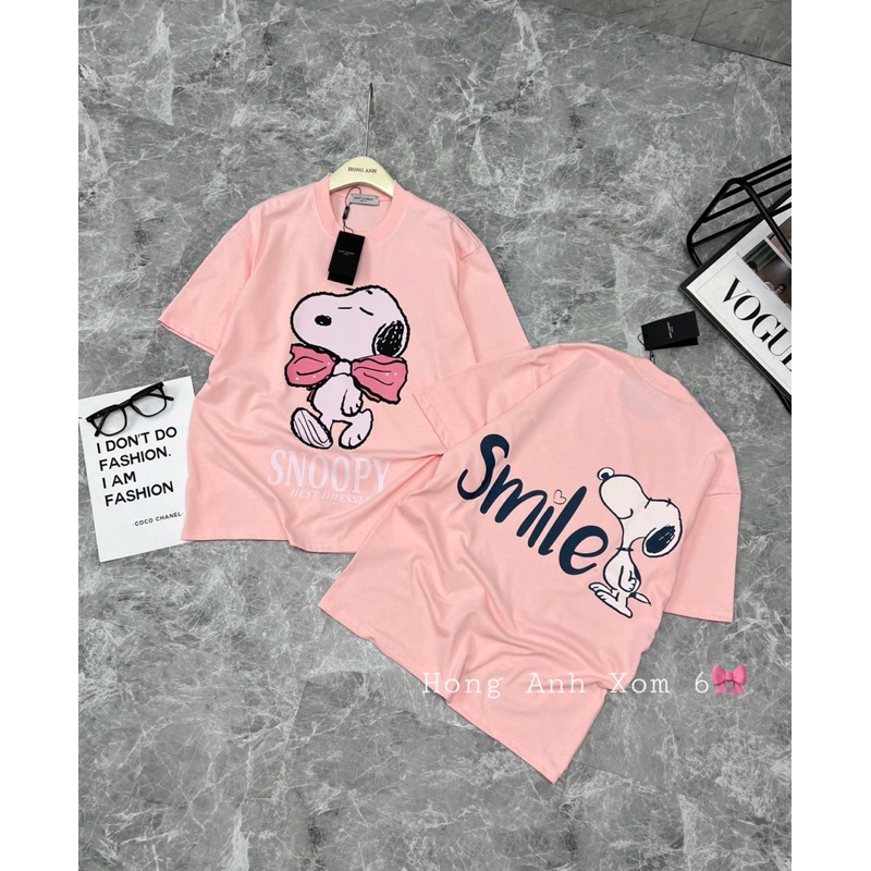 Áo Phông Nữ In Hình Snoopy Smile Siêu Cute - Áo Thun Nữ In Hình Snoopy Chất Cottn QC