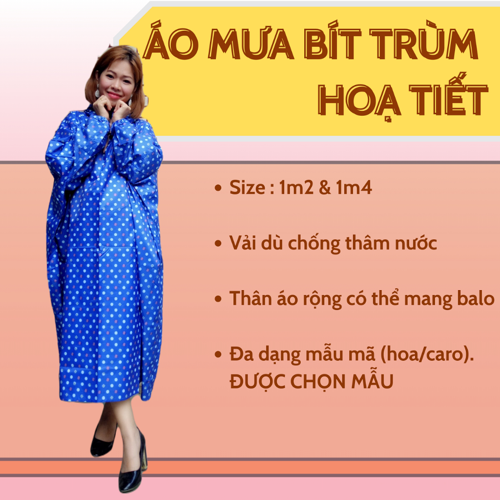 ÁO MƯA BÍT TRÙM HỌA TIẾT VẢI DÙ