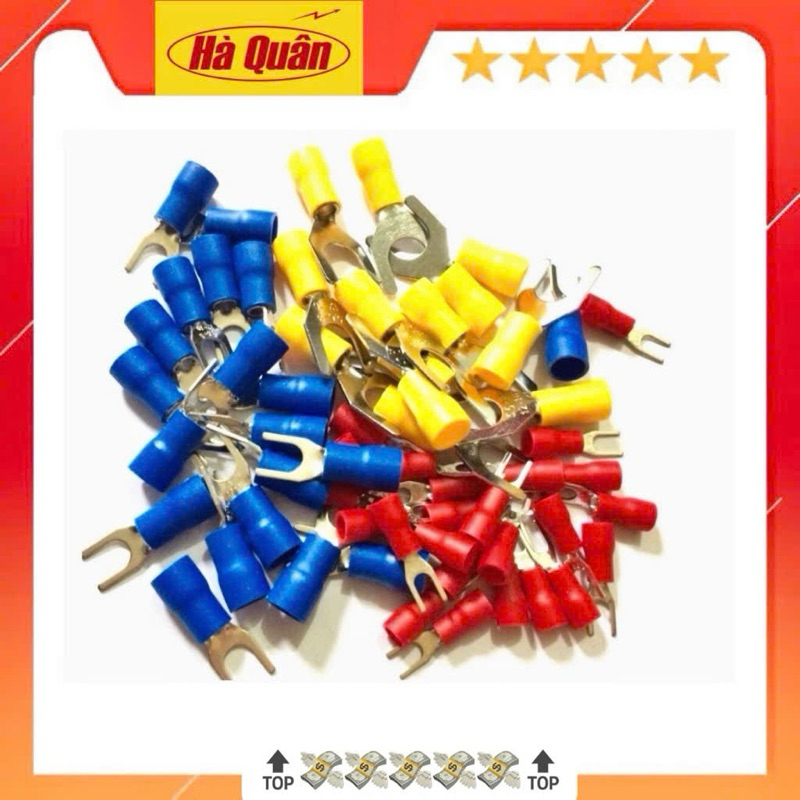 (100 cái) Đầu cos Y dây điện, cos chẻ,đầu cos chữ y, Cos kẹp dây điện các loại, cos càng cua, đầu cố