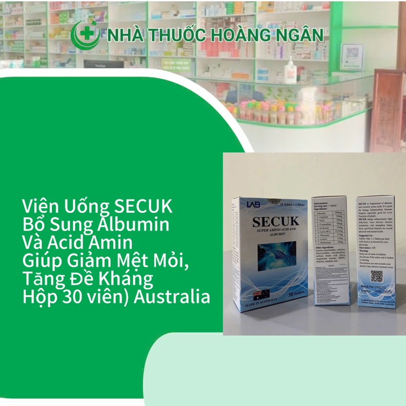 Viên Uống SECUK Bổ Sung Albumin Và Acid Amin Giúp Giảm Mệt Mỏi, Tăng Đề Kháng (Hộp 30 viên) Australi