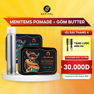 Combo Sáp dưỡng Menitems Styling Pomade 50/100g & Gôm bạc 320ml - Tăng cường khả năng giữ nếp tóc