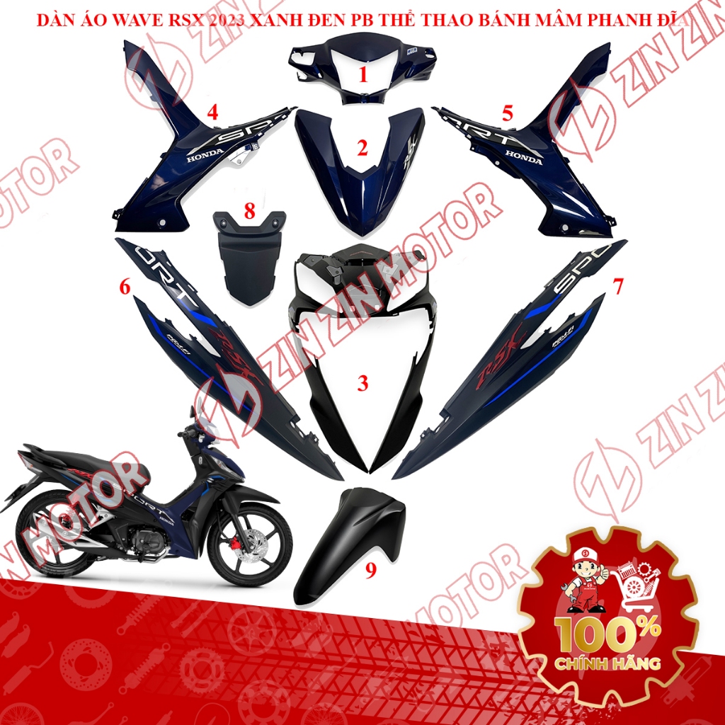 Dàn Áo Wave RSX 110 Fi 2023 Xanh Đen Bánh Mâm Phanh Đĩa Chính Hãng - ZZM