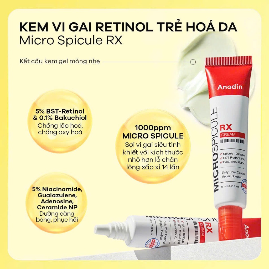 Kem vi gai Retinol RX Micro Spicule Anodin 15ml - Hàn Quốc