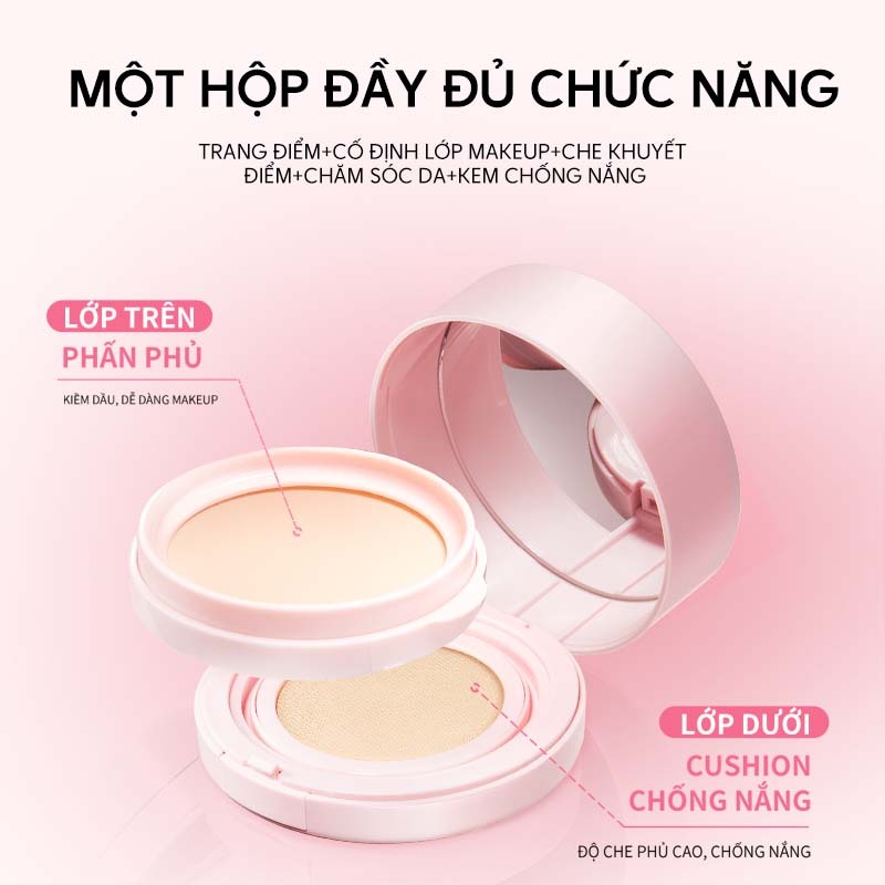 Cushion kèm phấn phủ 2in1 HEXZE Spf25 PA+++ (Cushion 13g + Phấn phủ 6.5g)