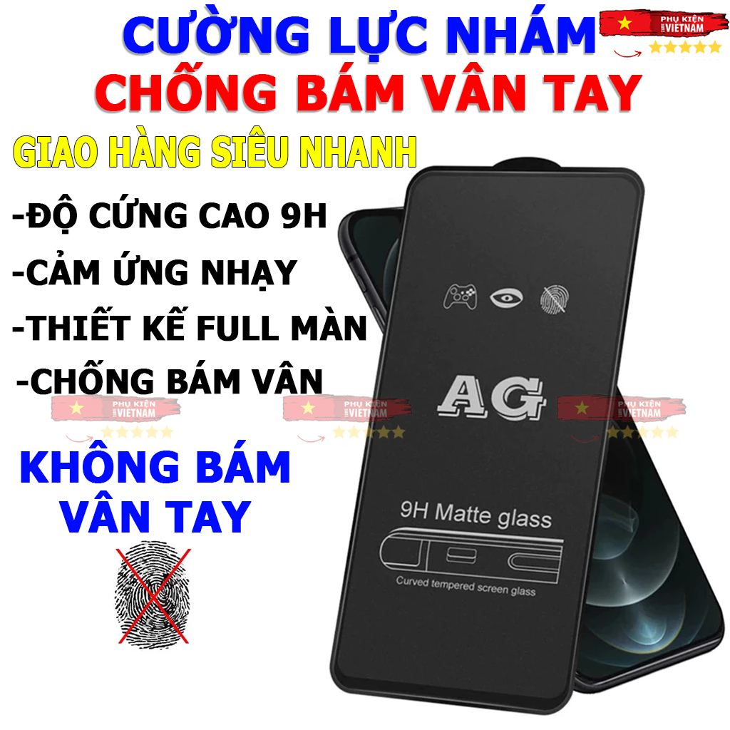 Kính Cường lực Nhám CHỐNG VÂN TAY iphone X/ XS/ XSMAX/ 11/ 12/ 13/ 14/ 15/ 16 PRO/ PROMAX/ PLUS