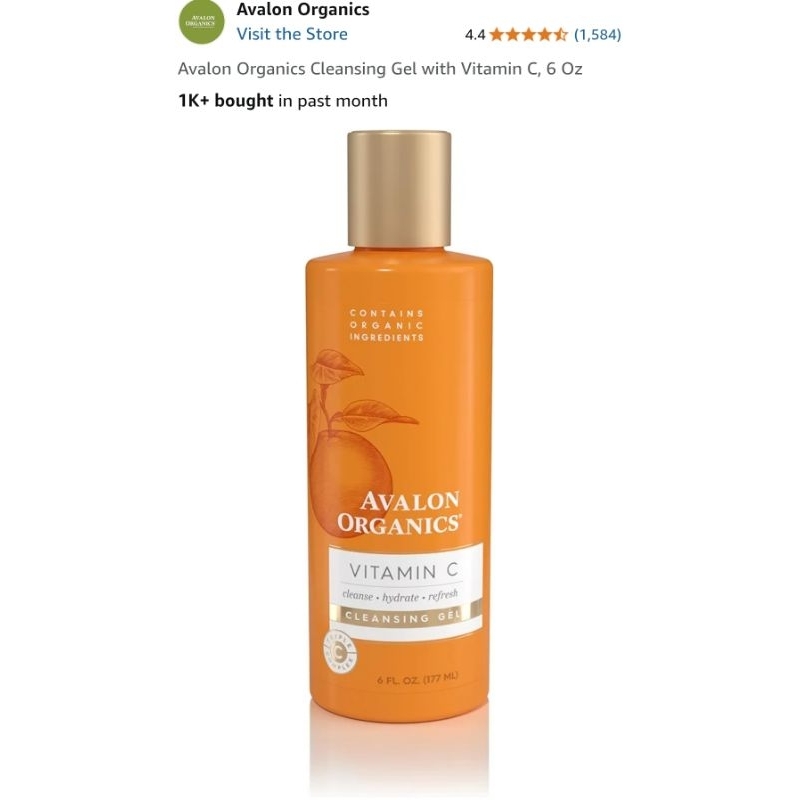 Sữa rửa mặt hữu cơ làm sáng da Avalon Organics Cleasing Gel (mẫu mới)