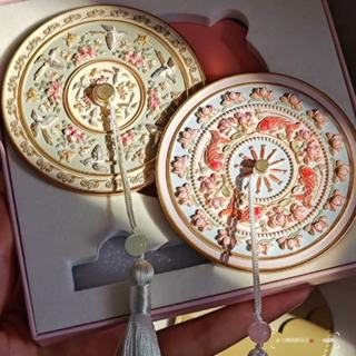 [Tặng Bao Da] Gương Cầm Tay Mini Cổ Điển Flower Họa Tiết Cổ Trang Điệu Đà Quà Tặng Bạn Gái